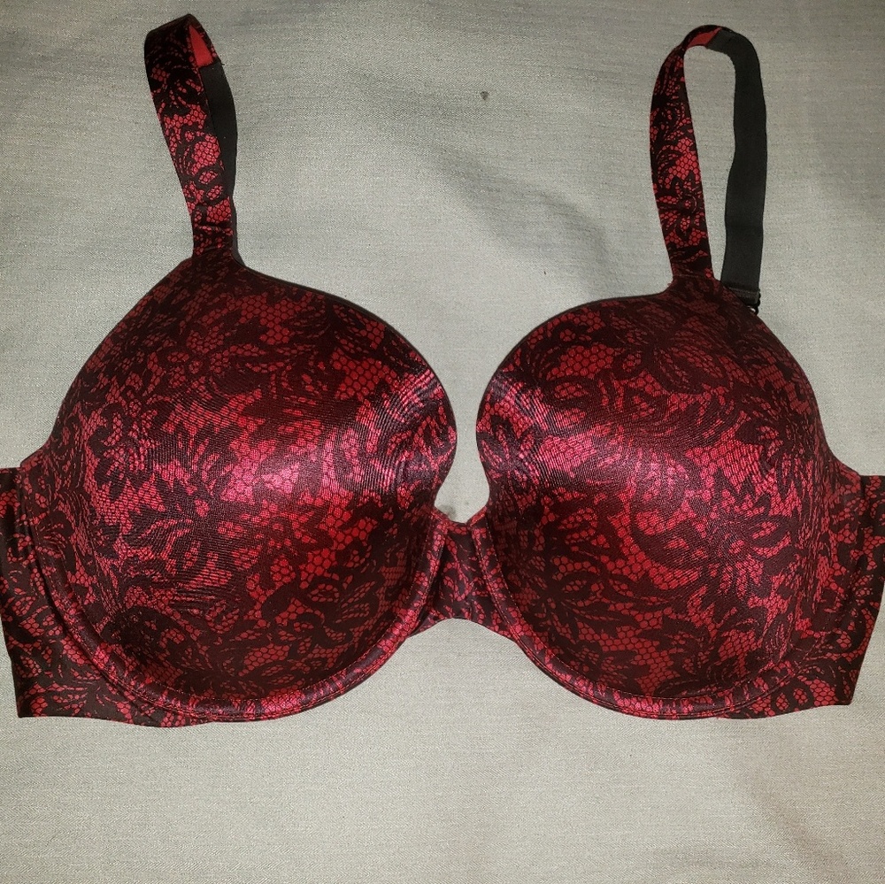 Black and Red Floral Bra